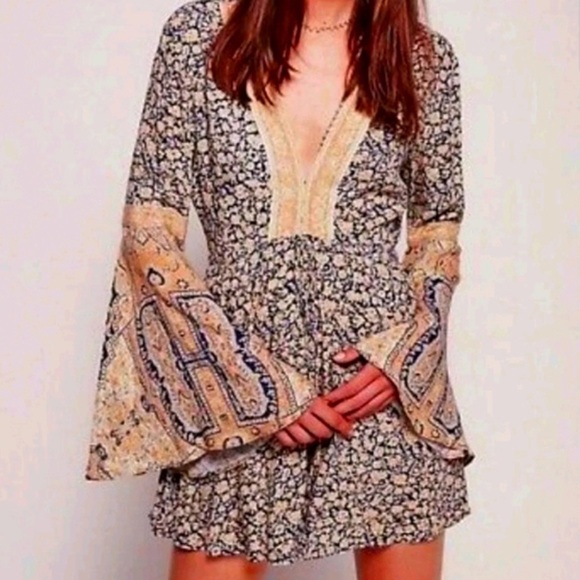 Free People Pants - Free people Floral Boho Romper with Bell Sleeves